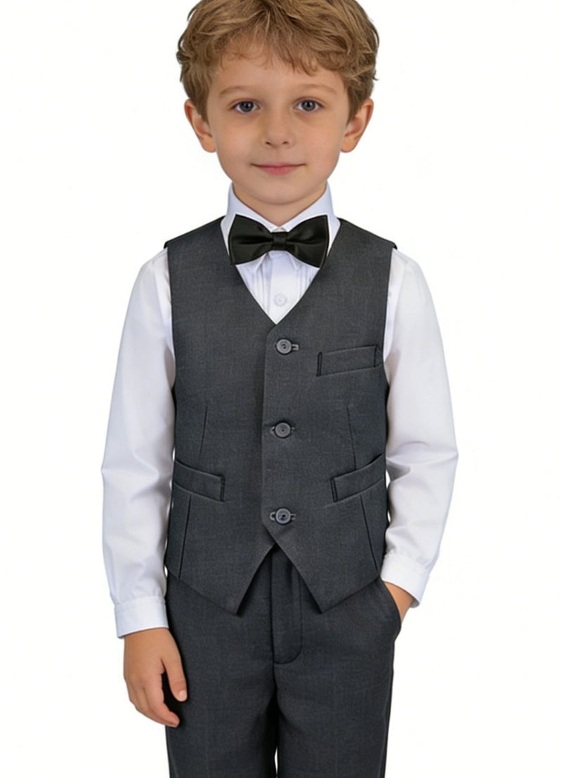 Addneo Suits for Boys,Kids Gray Suit Slim Fit Formal Dress Vest Pants White Shirt Boy Suits Size 12 - Image 1